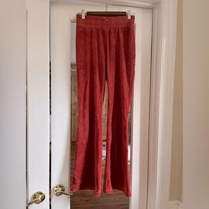 Orange velour Free People movement pants